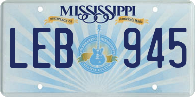 MS license plate LEB945