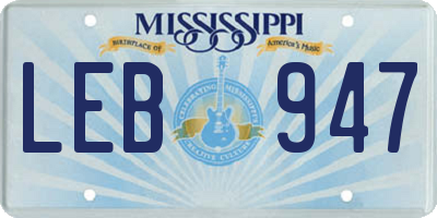 MS license plate LEB947