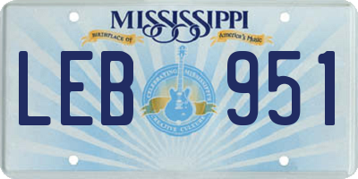 MS license plate LEB951