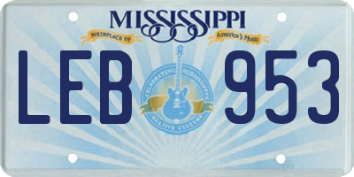 MS license plate LEB953