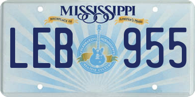 MS license plate LEB955
