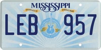 MS license plate LEB957