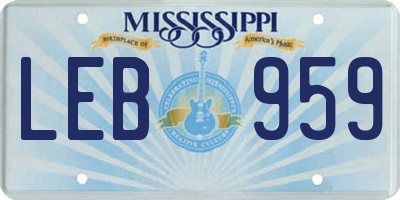 MS license plate LEB959