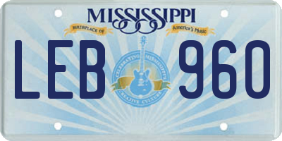 MS license plate LEB960