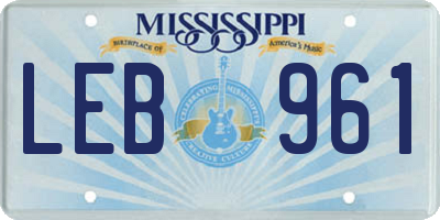 MS license plate LEB961