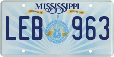 MS license plate LEB963