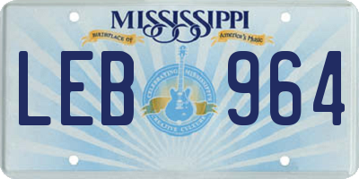 MS license plate LEB964