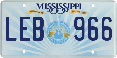 MS license plate LEB966
