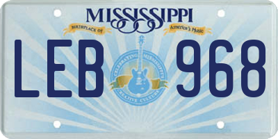 MS license plate LEB968