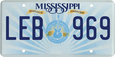 MS license plate LEB969
