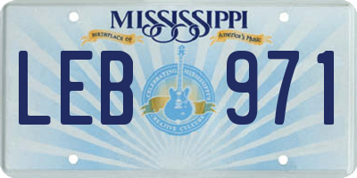 MS license plate LEB971