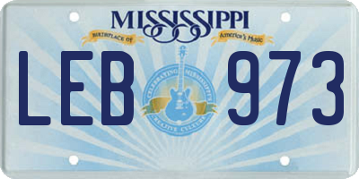 MS license plate LEB973