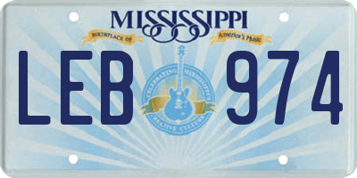 MS license plate LEB974