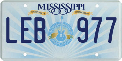 MS license plate LEB977