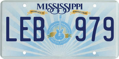 MS license plate LEB979