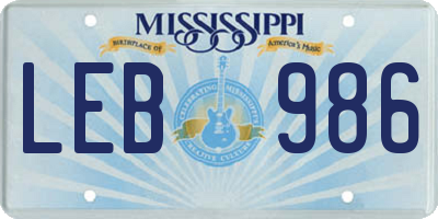 MS license plate LEB986