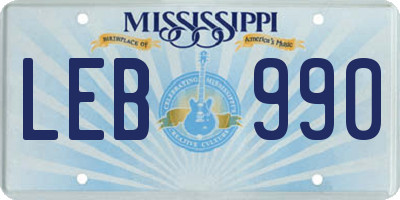 MS license plate LEB990