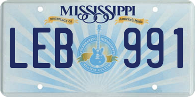 MS license plate LEB991