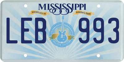 MS license plate LEB993