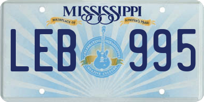 MS license plate LEB995