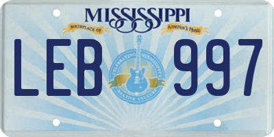MS license plate LEB997