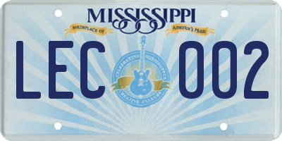 MS license plate LEC002