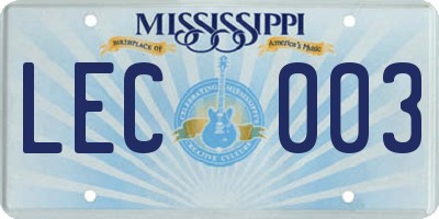 MS license plate LEC003