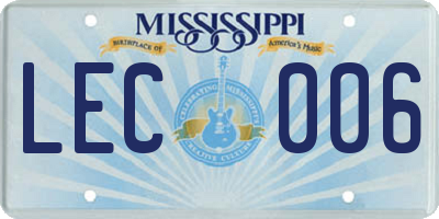 MS license plate LEC006