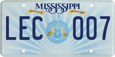 MS license plate LEC007