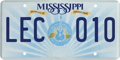 MS license plate LEC010