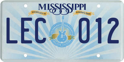 MS license plate LEC012