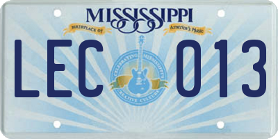 MS license plate LEC013