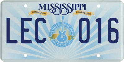 MS license plate LEC016