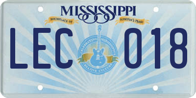 MS license plate LEC018