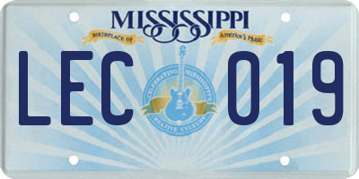 MS license plate LEC019