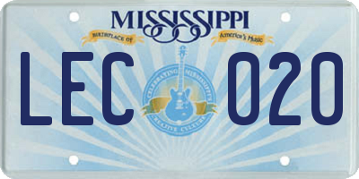 MS license plate LEC020