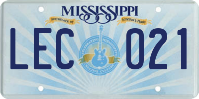 MS license plate LEC021