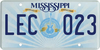 MS license plate LEC023