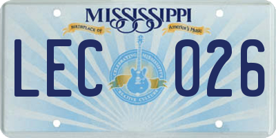 MS license plate LEC026