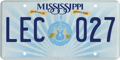 MS license plate LEC027