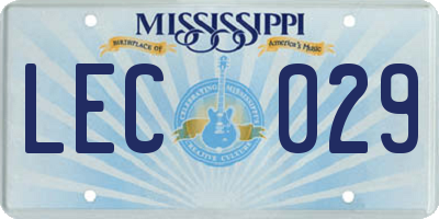 MS license plate LEC029