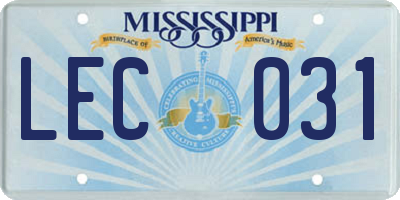 MS license plate LEC031