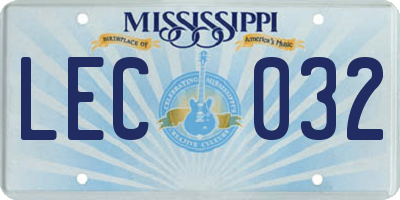 MS license plate LEC032