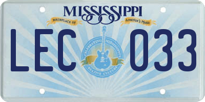 MS license plate LEC033
