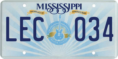 MS license plate LEC034