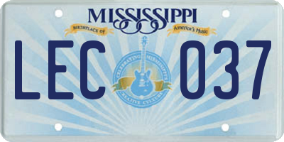 MS license plate LEC037