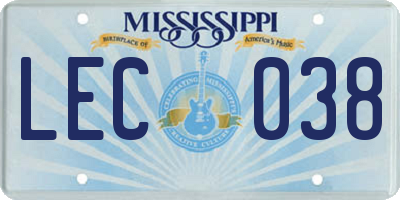 MS license plate LEC038