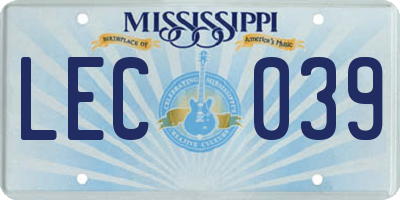 MS license plate LEC039