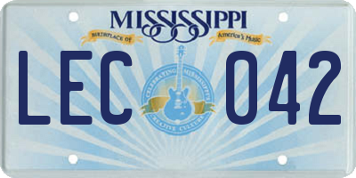 MS license plate LEC042