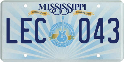 MS license plate LEC043